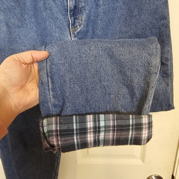 L.L.Bean Vintage Insulated Plaid Original Fit Relaxed High Rise Jeans Cuffed - Picture 6 of 6